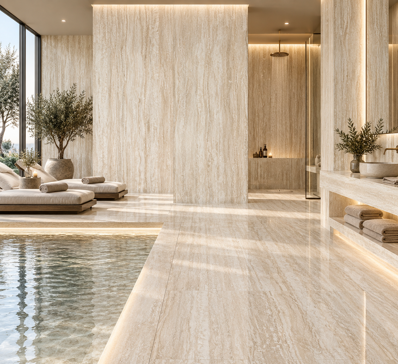 Travertine Beige Matt Porcelain Slab