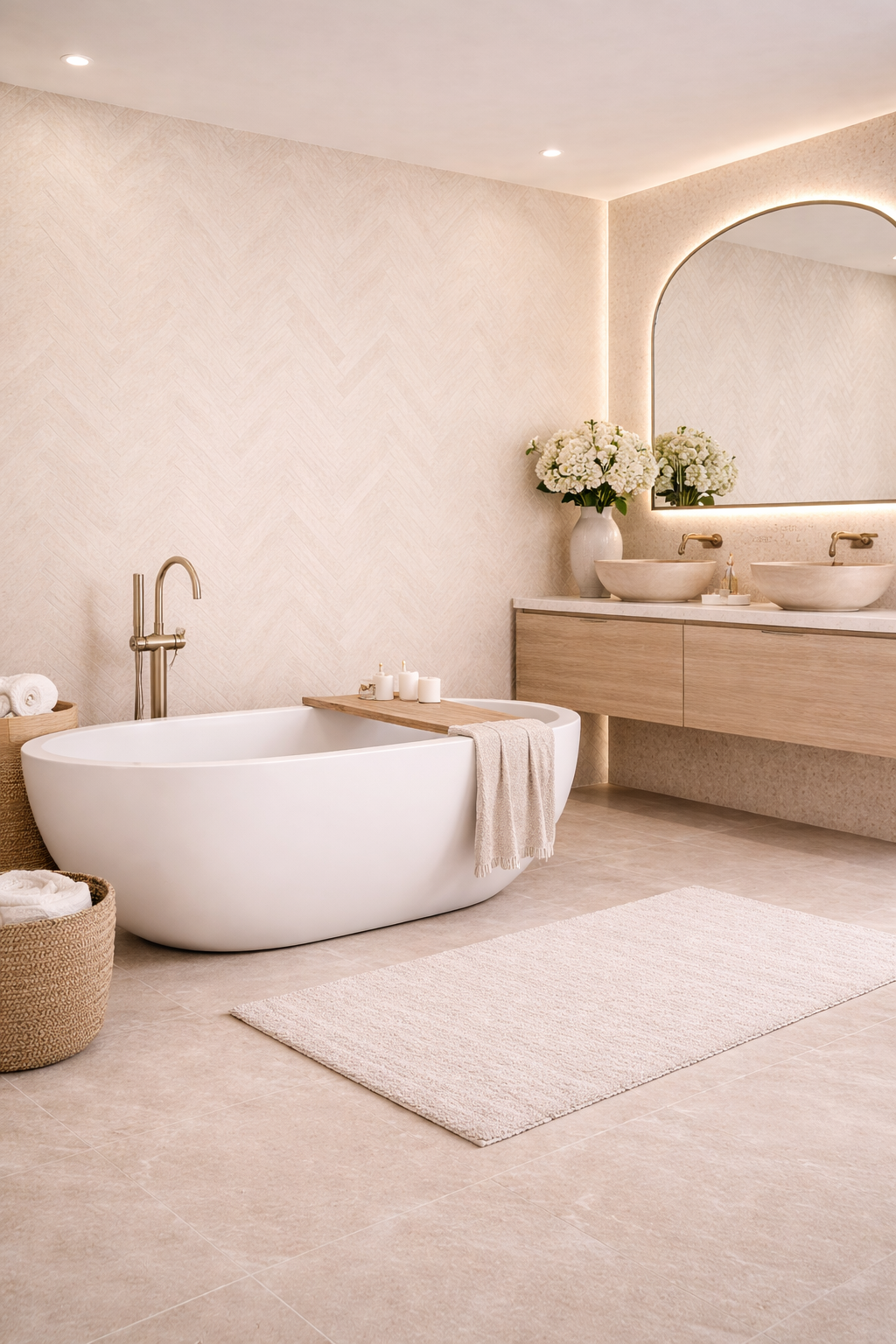 Feathered Shortbread Porcelain Tile