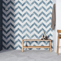 Ash Blue Herringbone Marble Tile