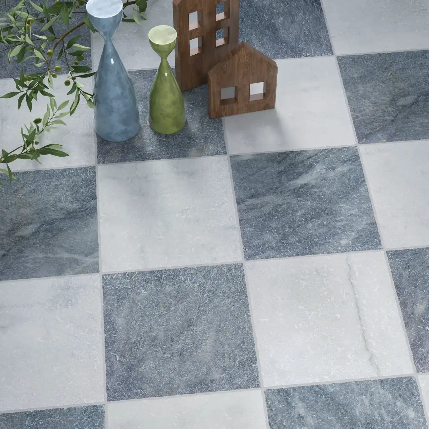Ash Blue Honed Marble Tile