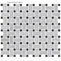 Carrara Marble Basketweave Mosaic Tile with St Laurent Dot