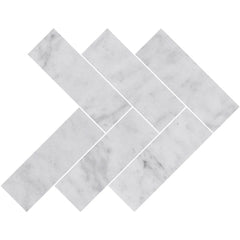 Carrara White Herringbone Marble Tile