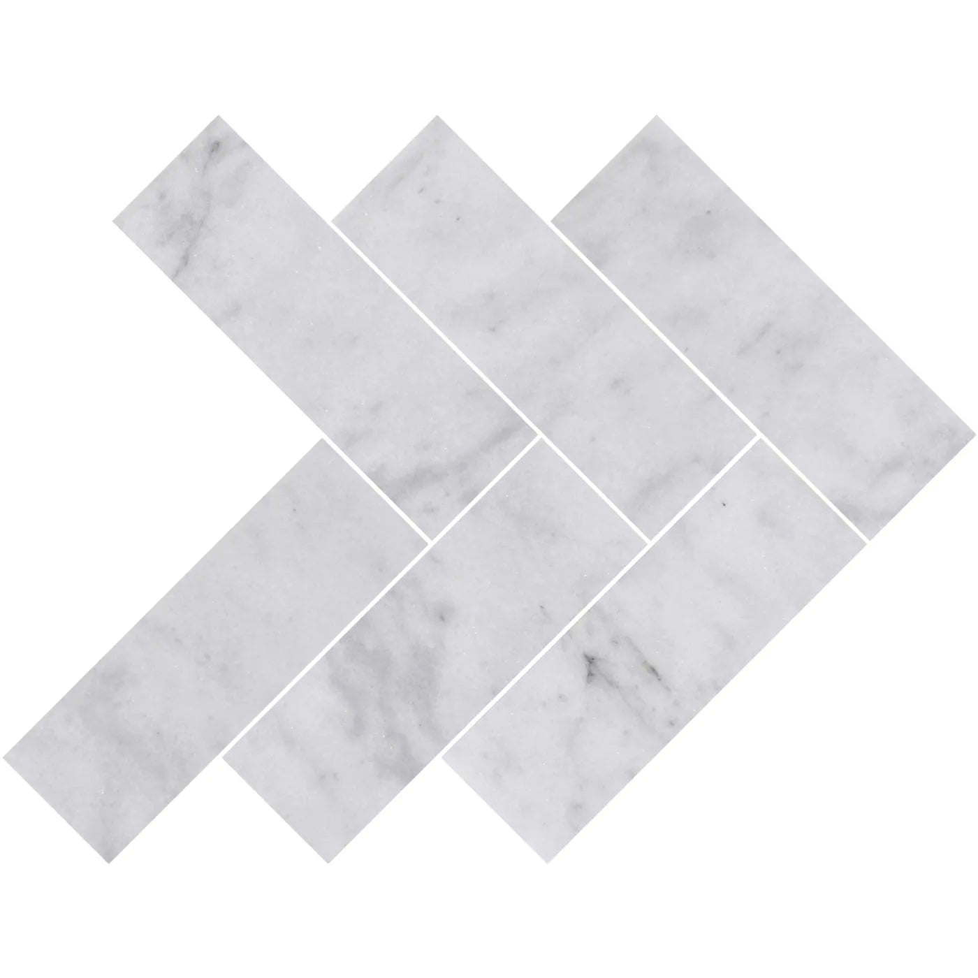 Carrara White Polished Herringbone Marble Tile