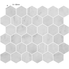 Carrara Marble Hexagon Mosaic Tile – Honed Finish