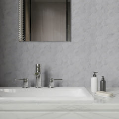 Carrara Marble Hexagon Mosaic Tile – Honed Finish