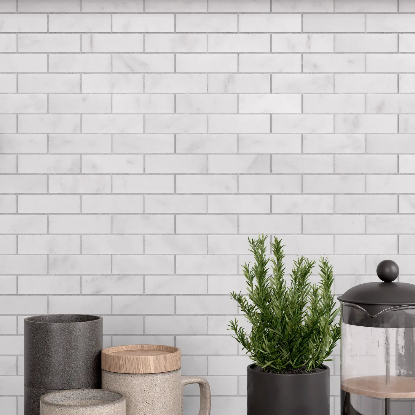 Carrara Marble Brick Mosaic Tile – Honed Finish