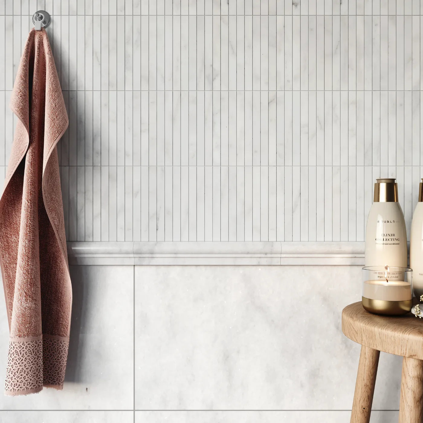 Carrara White Marble Dado Border Tile – Honed Finish