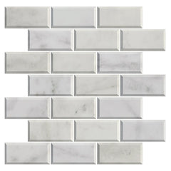 Carrara Marble Bevelled Metro Mosaic Tile – Honed Finish