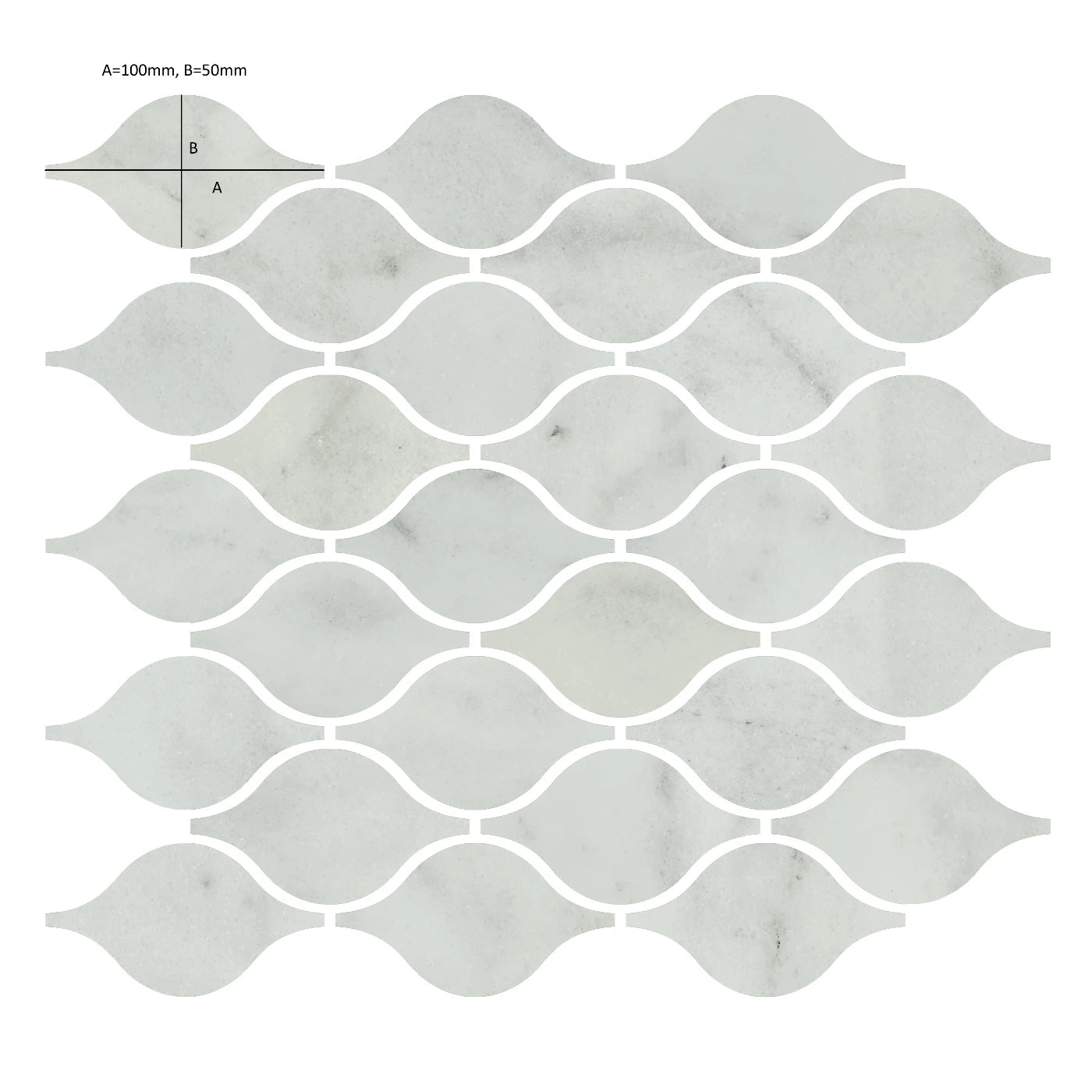 Carrara Marble Teardrop Mosaic Tile