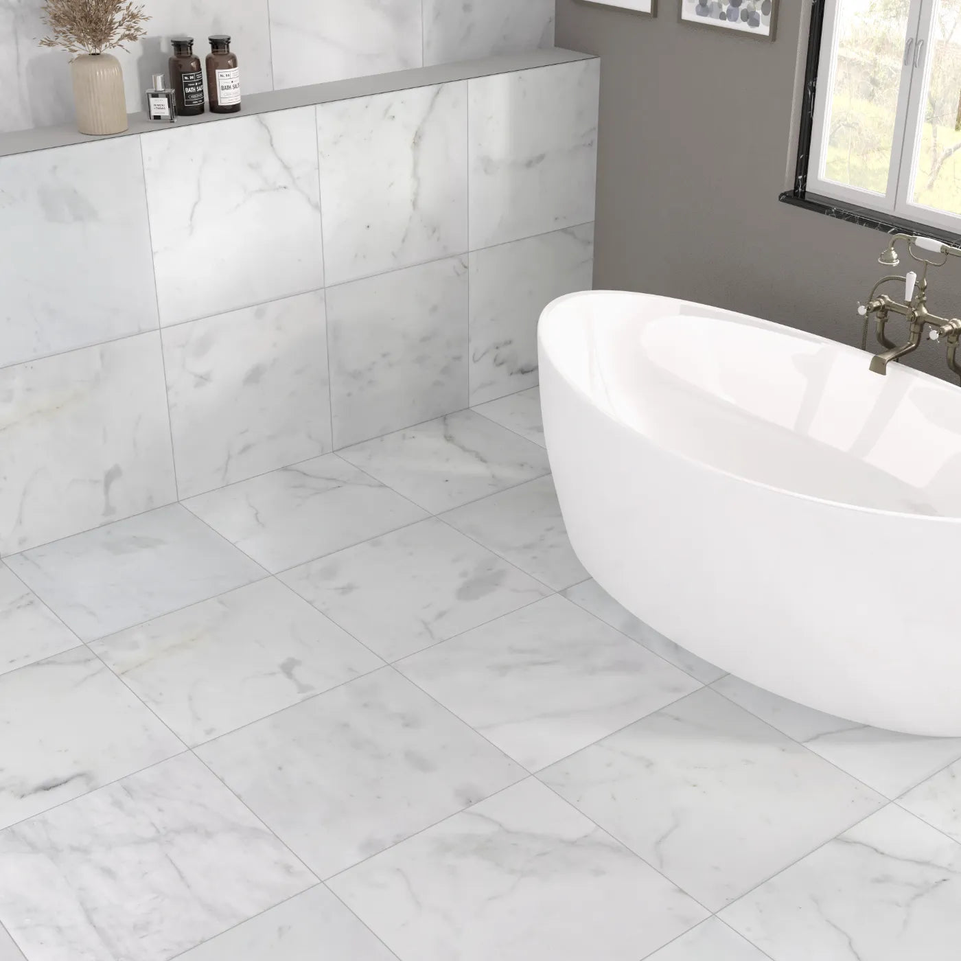 Carrara White Honed Marble Tile