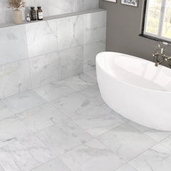 Carrara White Honed Marble Tile