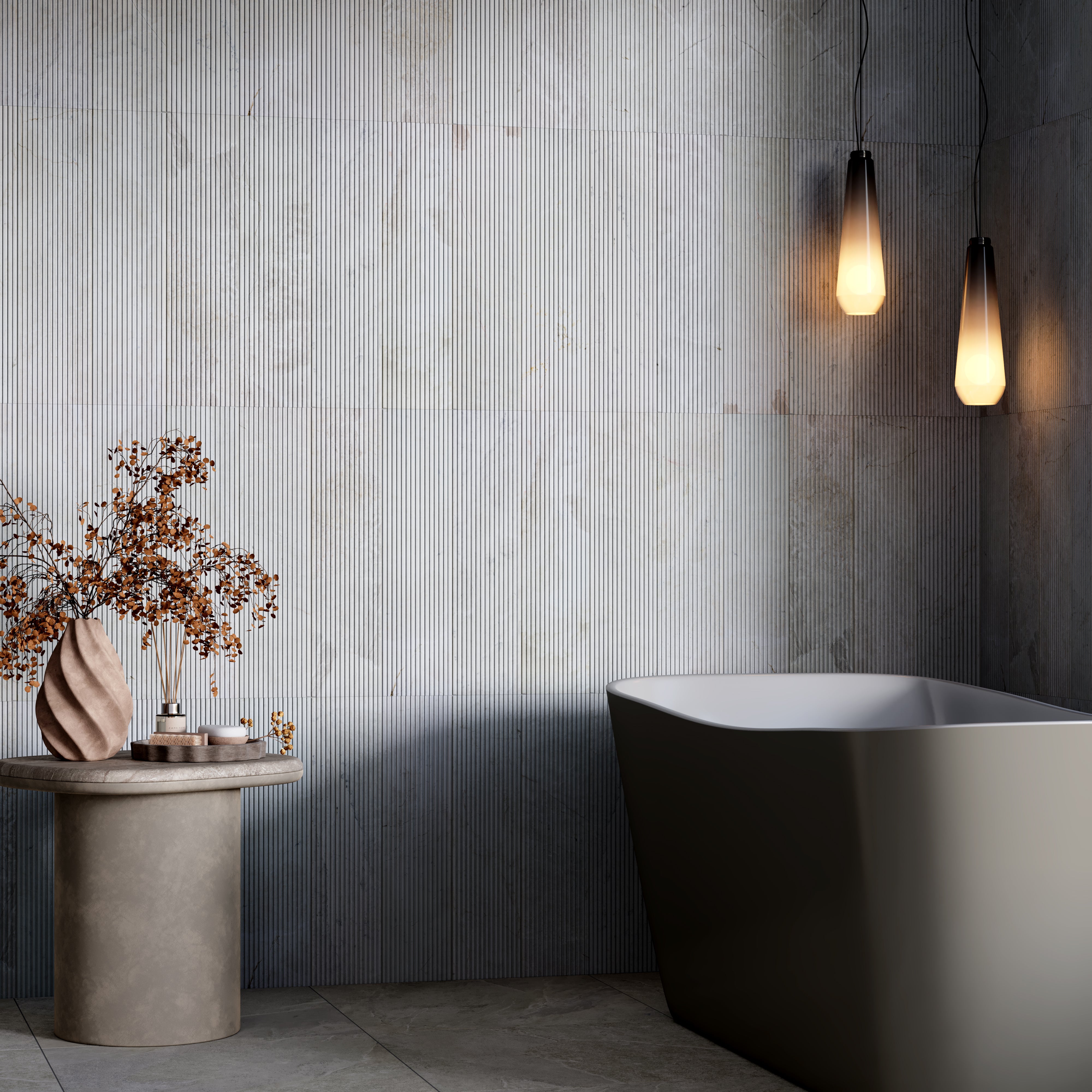 Crema Marfil Fluted Marble Tile