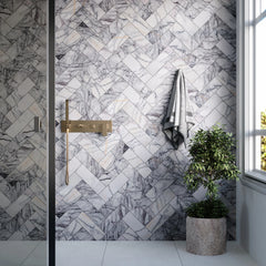 Lilac Honed Herringbone Marble Tile