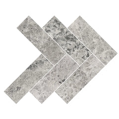 Silver Moon Herringbone Marble Tile