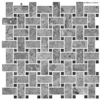 Grey Marble Basketweave Mosaic Tile with St Laurent Dot