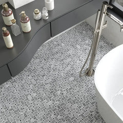 Grey Marble Basketweave Mosaic Tile with St Laurent Dot