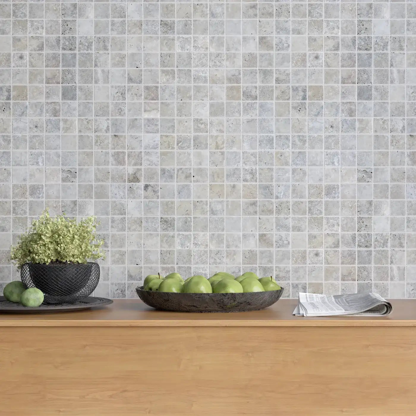 Silver Marble Mosaic Tile – Tumbled Finish
