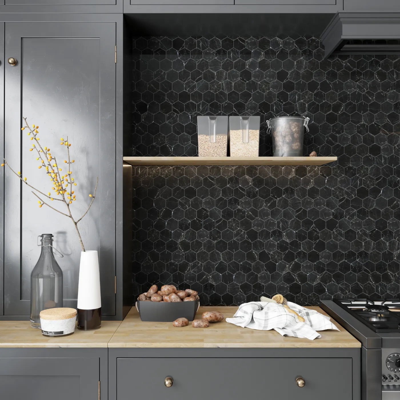 St Laurent Marble Hexagon Mosaic Tile